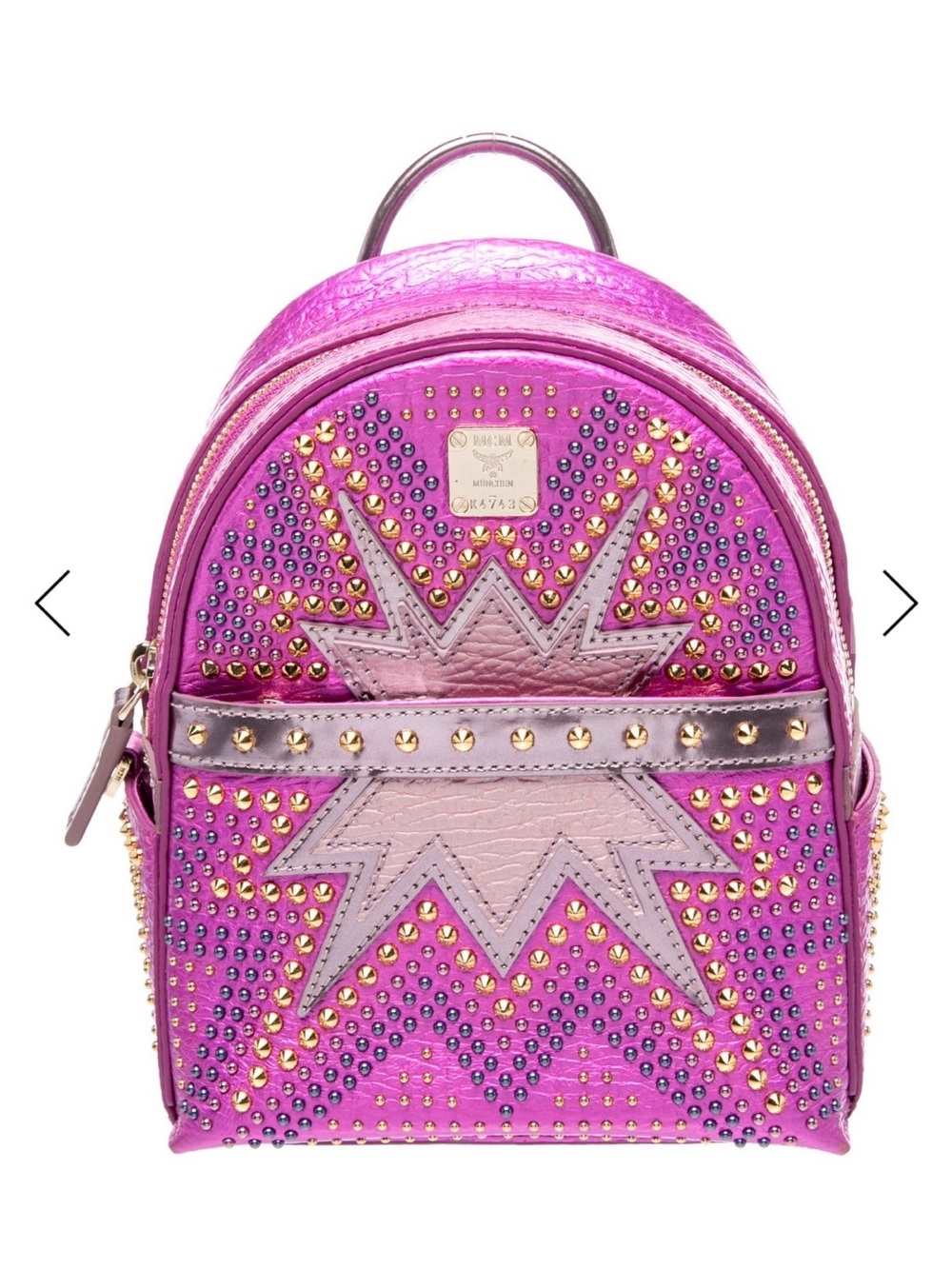 MCM Metallic Pink Star Studded Mini Backpack like new